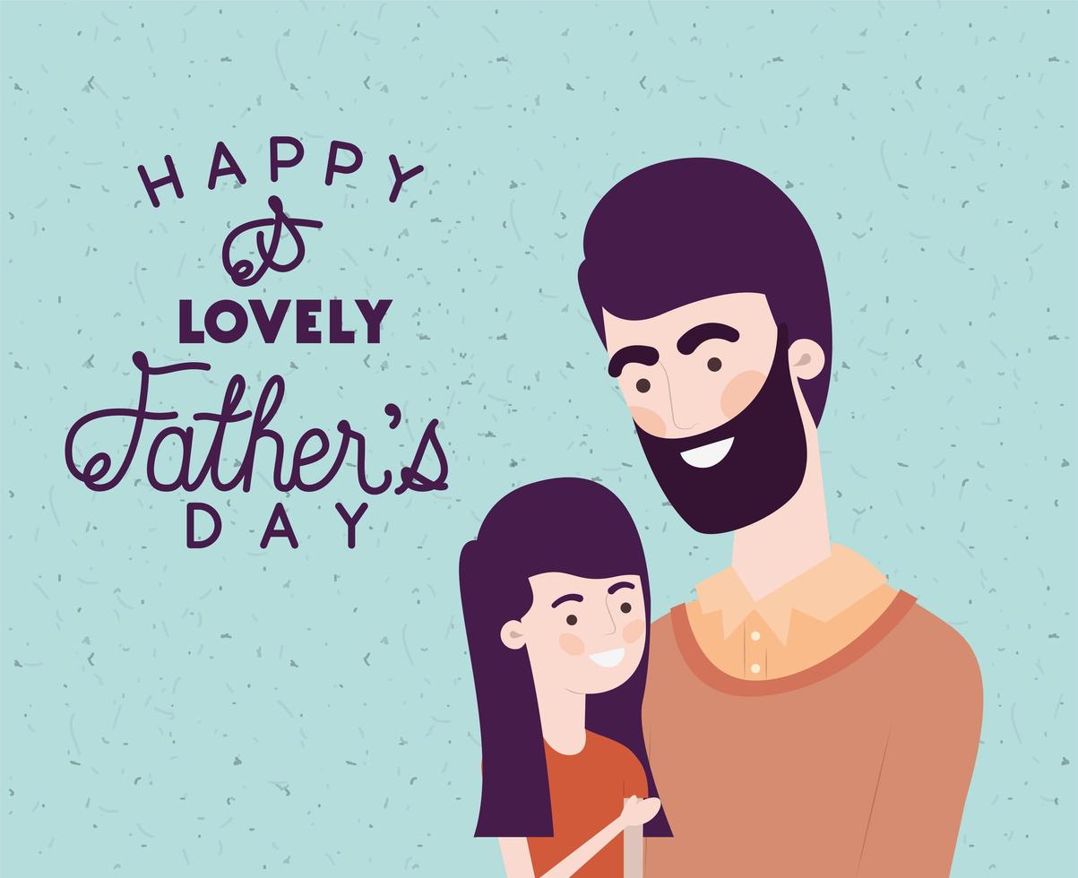 banner di celebrazione del giorno di padri con padre e figlia vettore