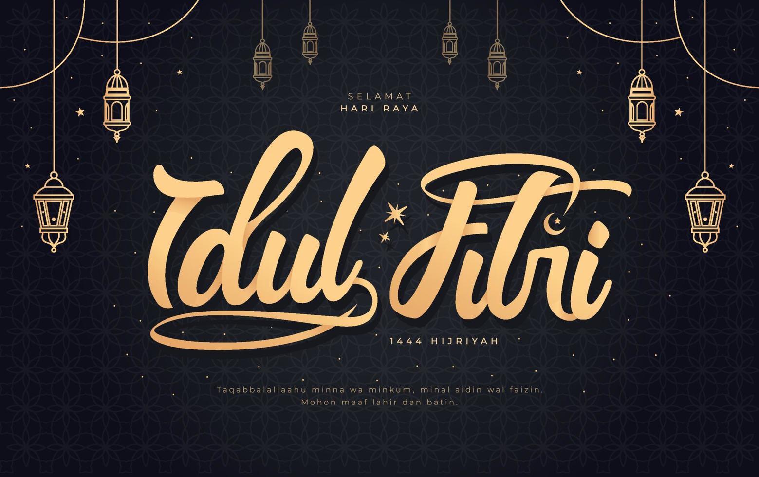 bellissimo lettering idul Fitri si intende indonesiano eid mubarak bandiera vettore