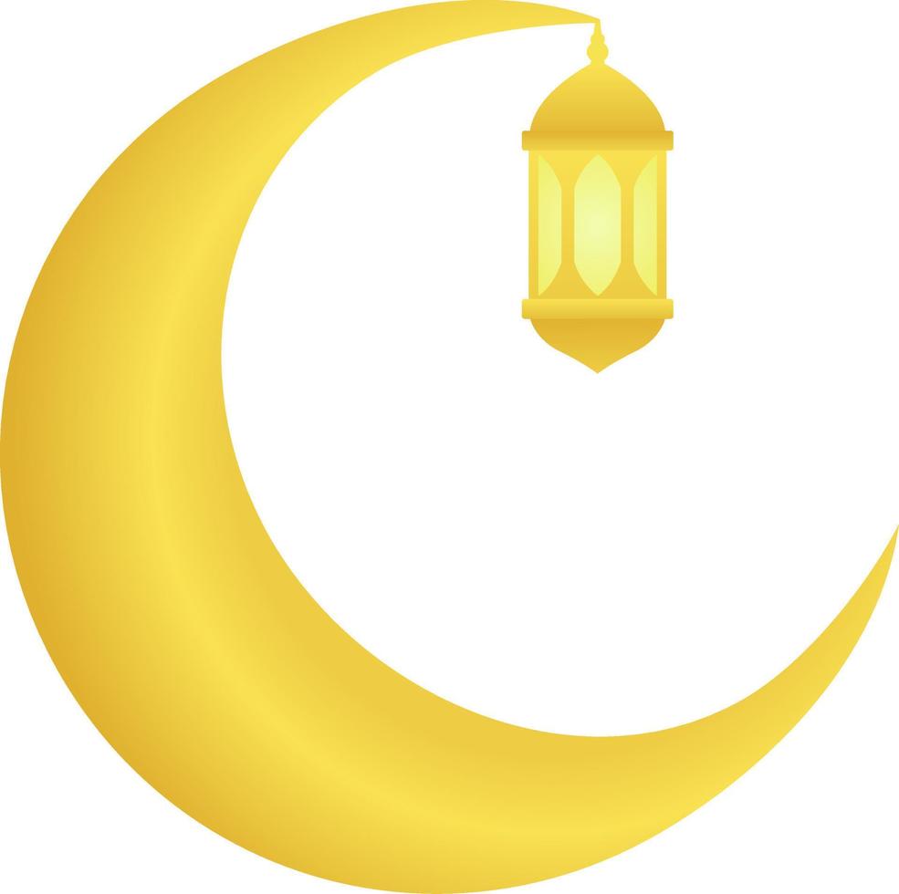 pendenza icona di d'oro mezzaluna e lanterna per Ramadan design. islamico mezzaluna e lanterna per Ramadan saluto carta decorazione nel musulmano cultura e Islam religione. grafico risorsa di islamico vettore