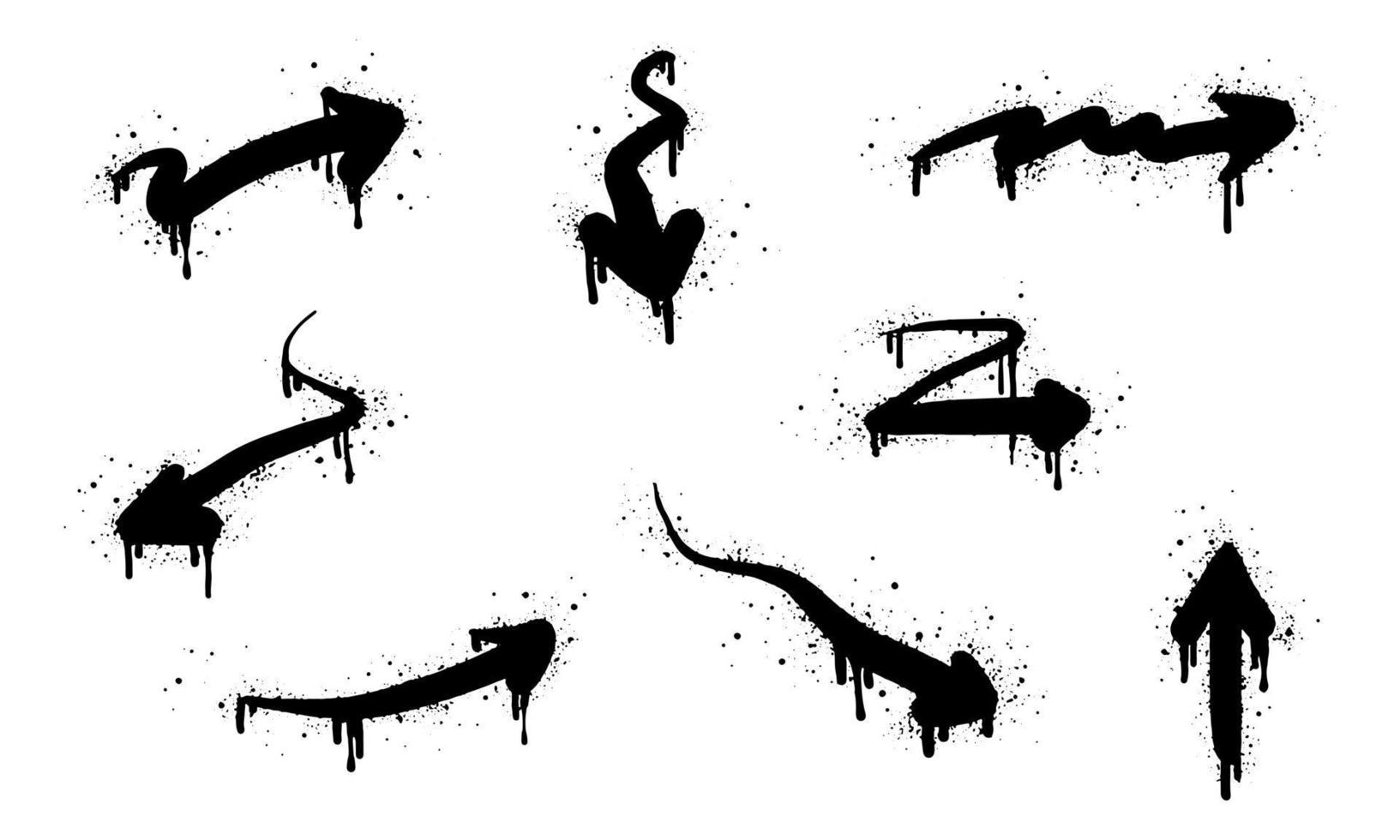 collezione di spray dipinto graffiti freccia nel nero al di sopra di bianca. isolato su bianca sfondo. vettore illustrazione