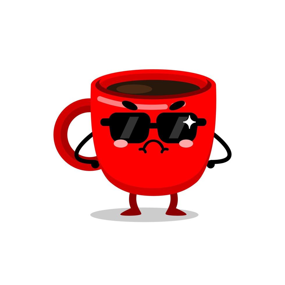 carino tazza bevanda portafortuna personaggio indossare occhiali da sole vettore