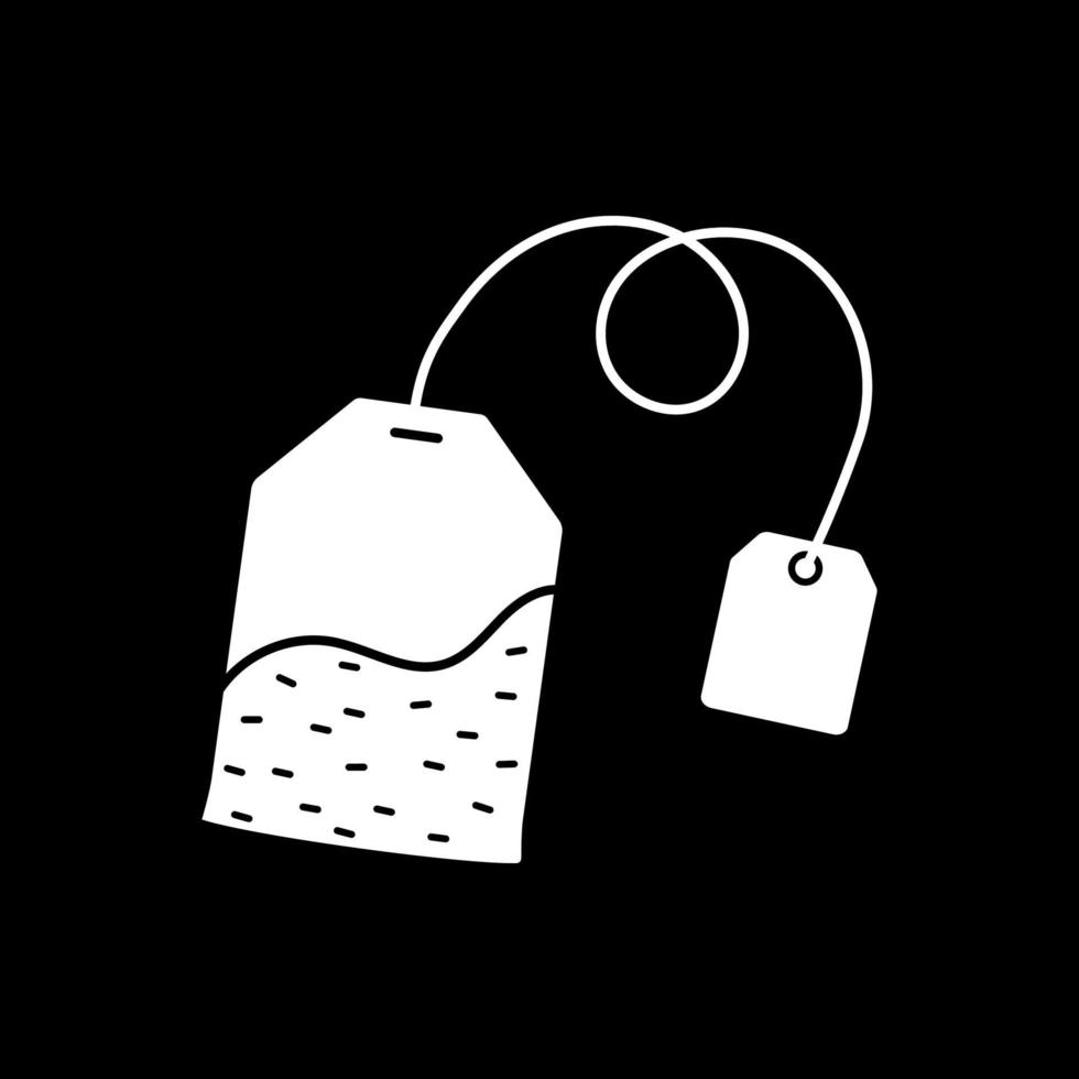 icona del glifo in modalità scura bustina di tè vettore