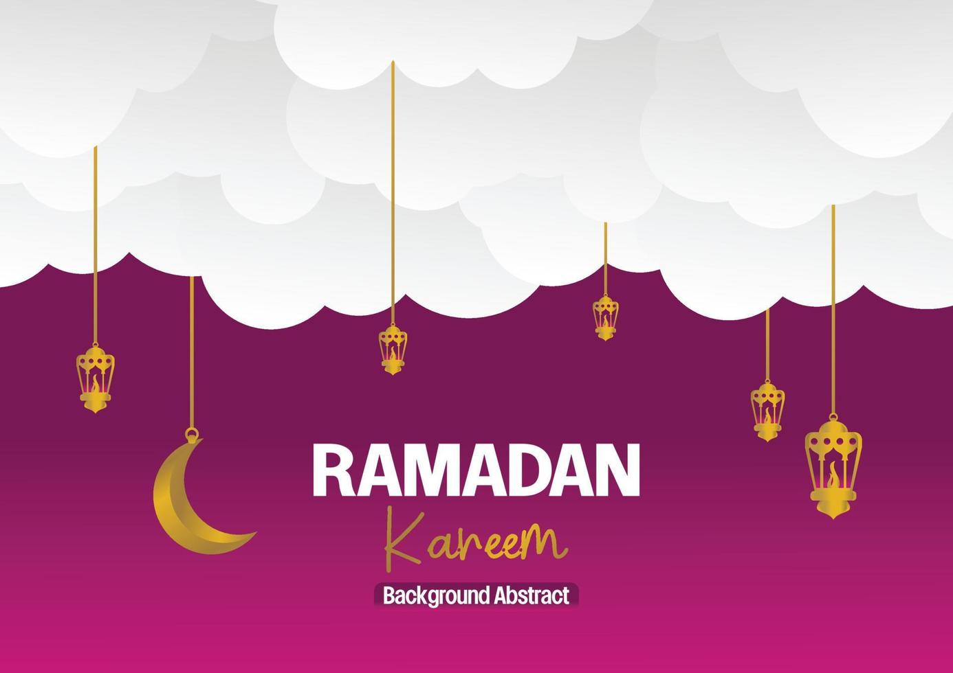 Ramadan kareem saluto bandiera o carta design con 3d carta tagliare ornamento di islamico lanterna, Luna nel d'oro colore. vettore illustrazione. posto per testo