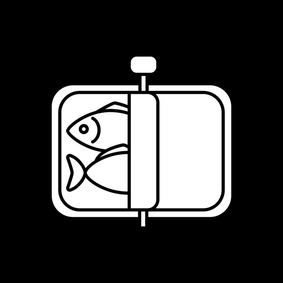 icona del glifo con modalità scura di sardine in scatola vettore