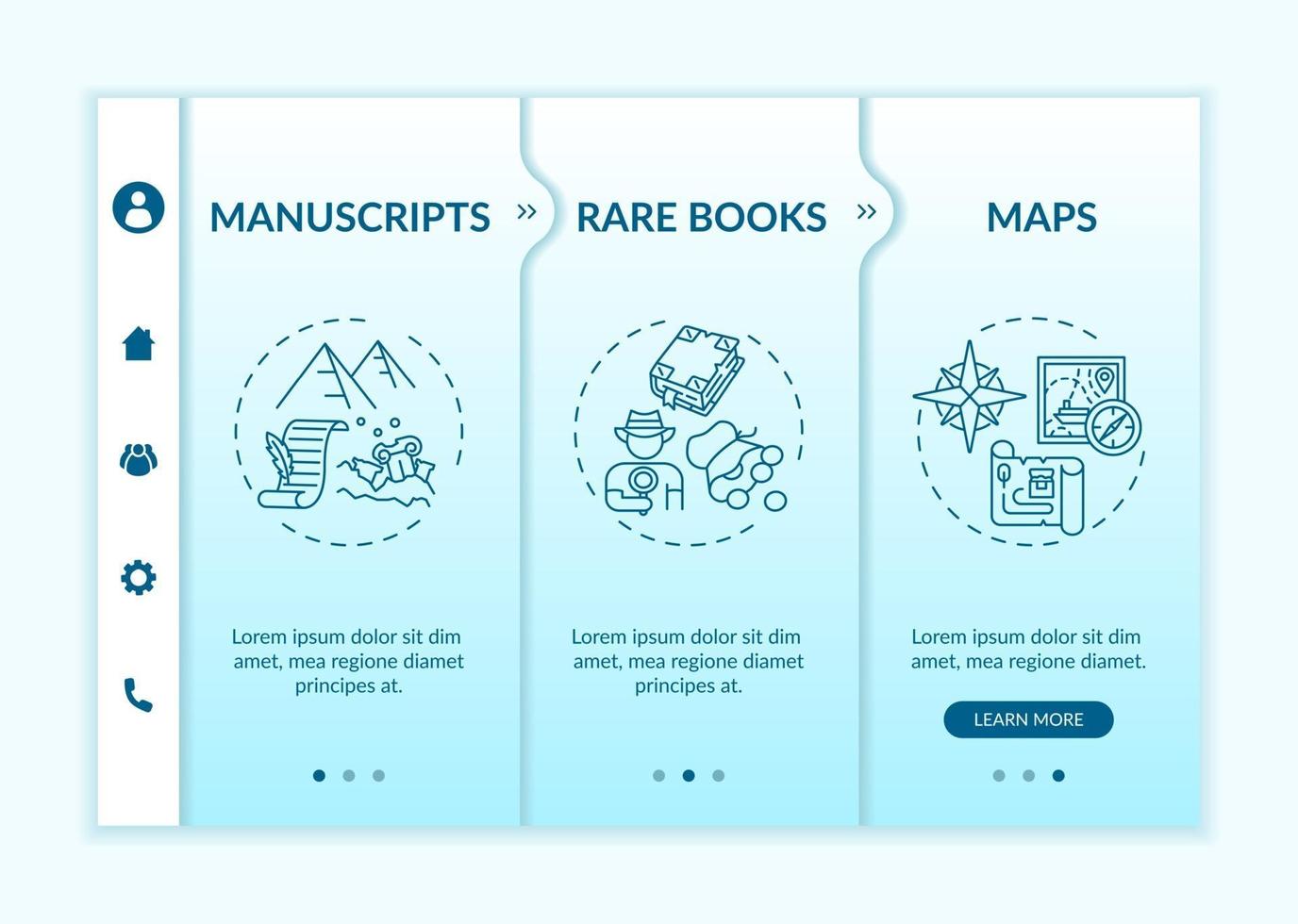 modello vettoriale di onboarding di letteratura antica