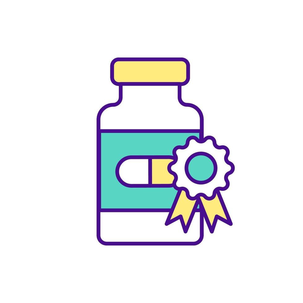 icona di colore di farmaci certificati vettore