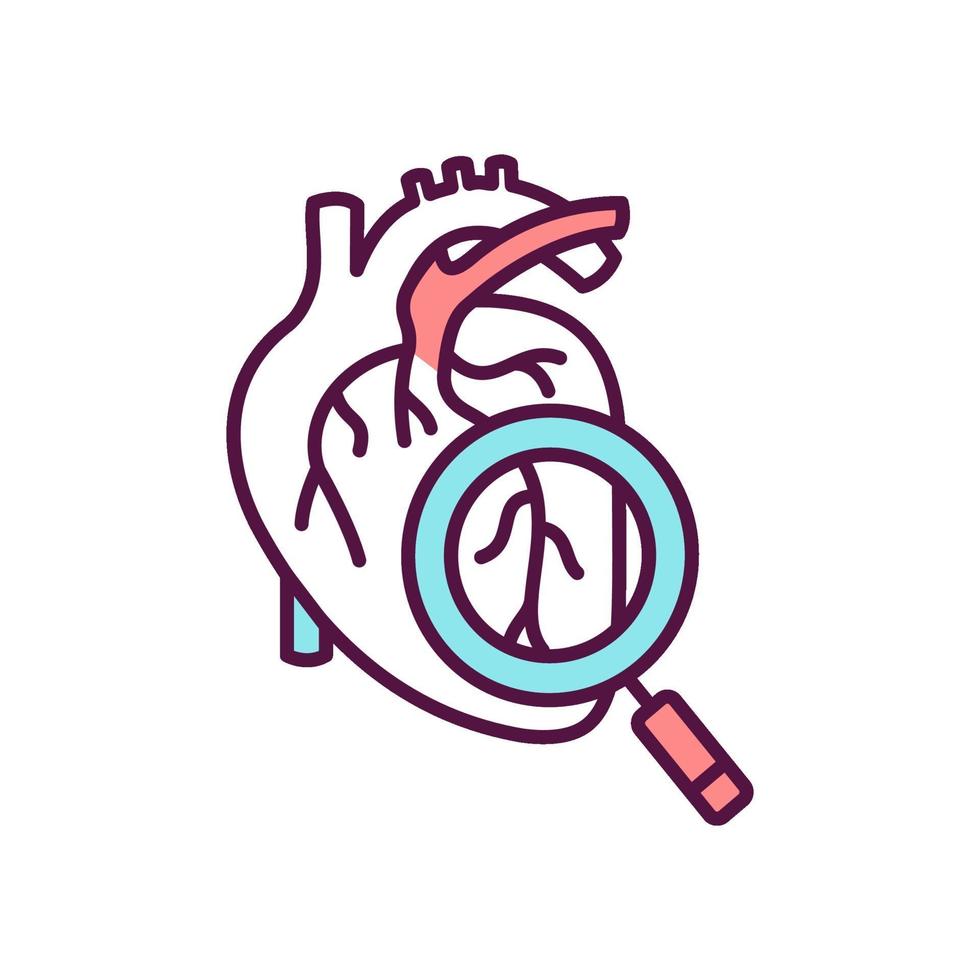 icona di colore per lo screening della salute del cuore vettore