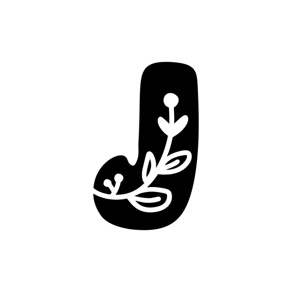 primavera del logo della lettera j in grassetto floreale vintage vettore