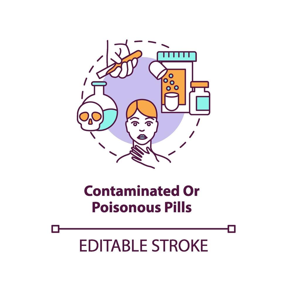 icona del concetto di pillole contaminate o velenose vettore