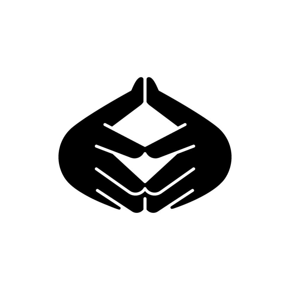 icona del glifo con gesto della mano del campanile nero vettore