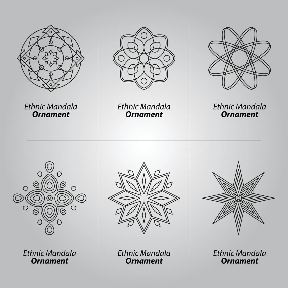 ornamento il giro impostato con mandala. geometrico cerchio elemento fatto nel vettore. Perfetto impostato per qualunque altro genere di disegno, compleanno e altro vacanza, caleidoscopio, medaglione, yoga, India, Arabo vettore