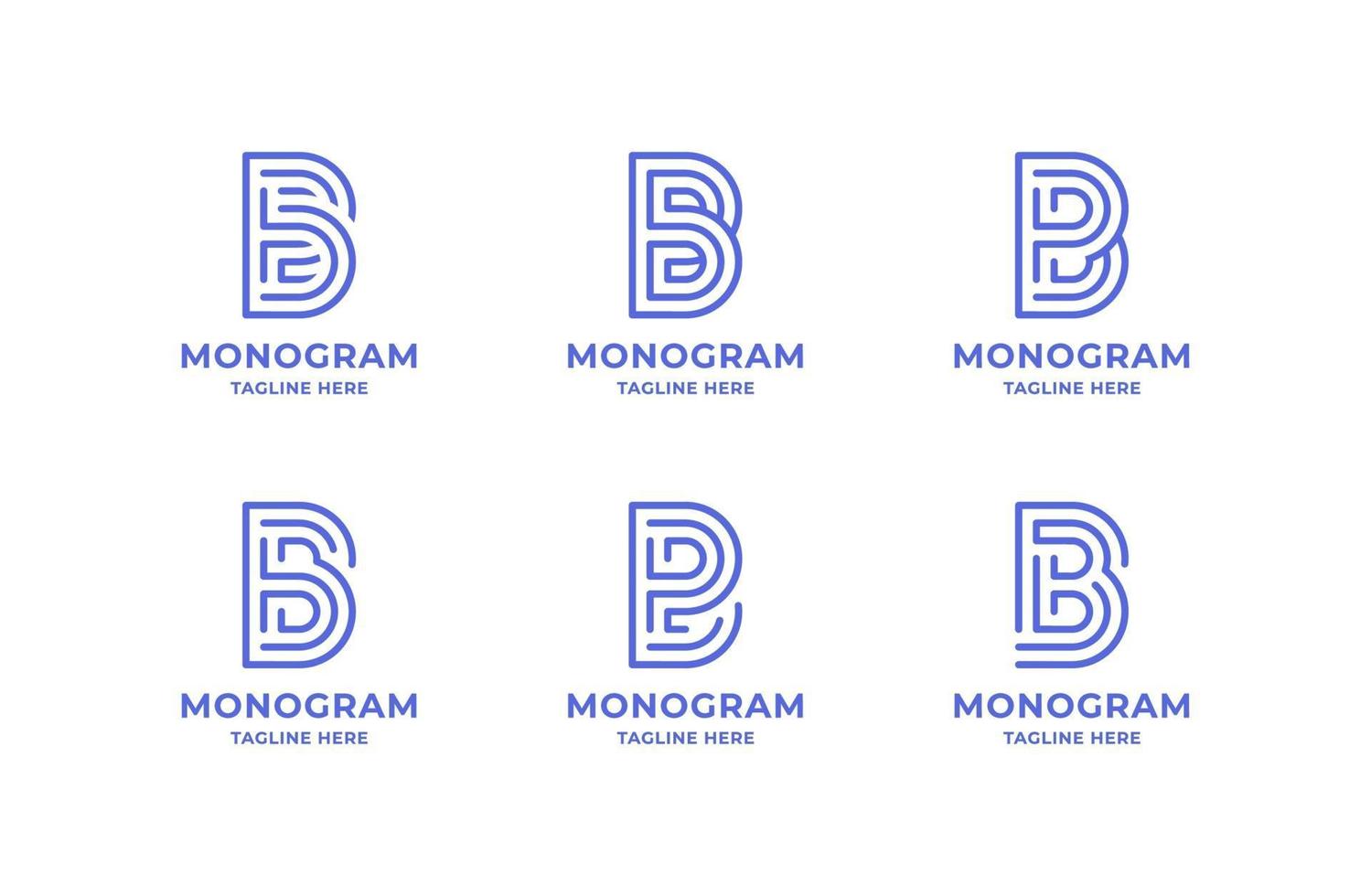 set di logo lettera b linea arte semplice e minimalista vettore