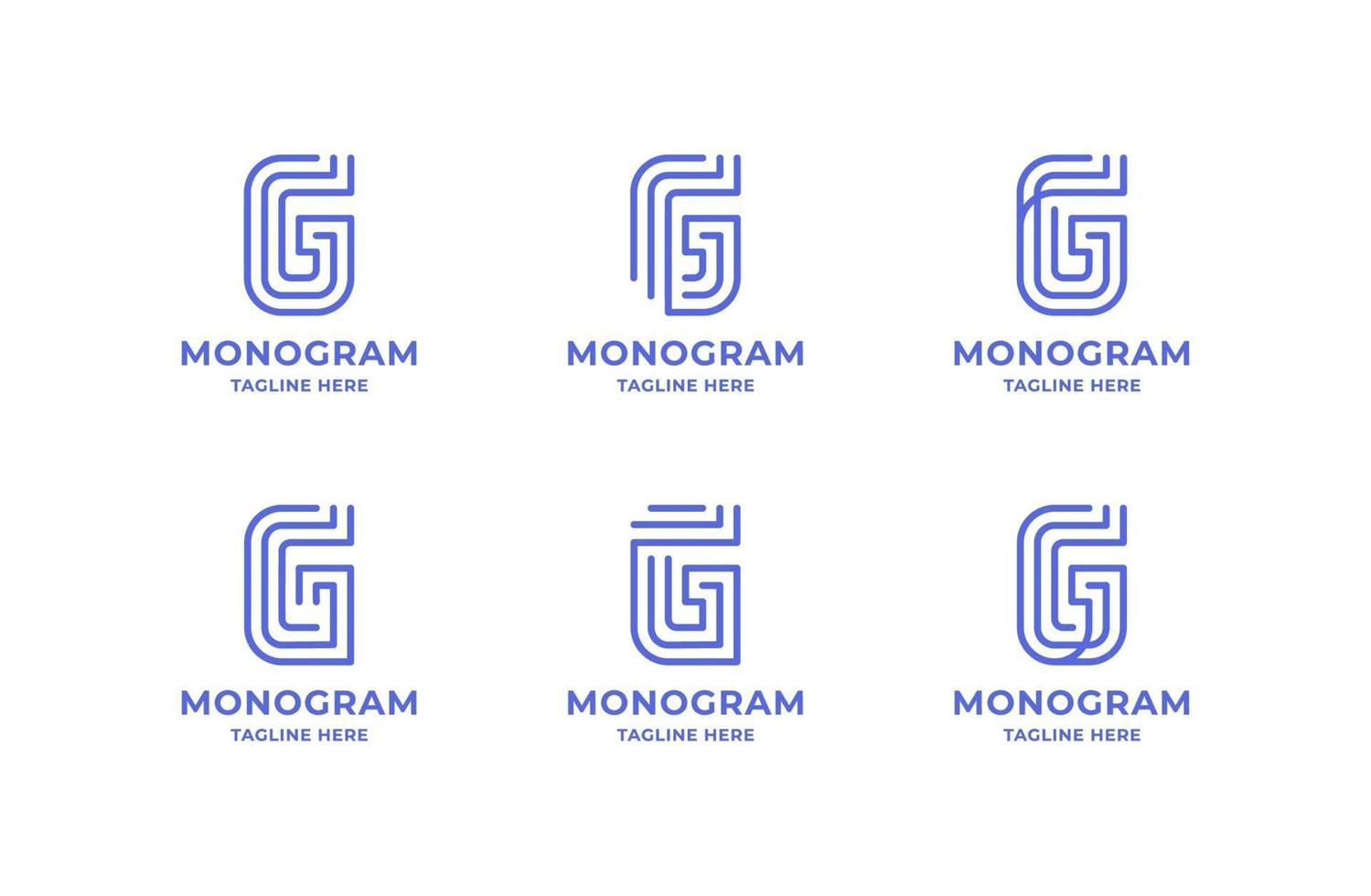 set di logo lettera g semplice e minimalista line art vettore