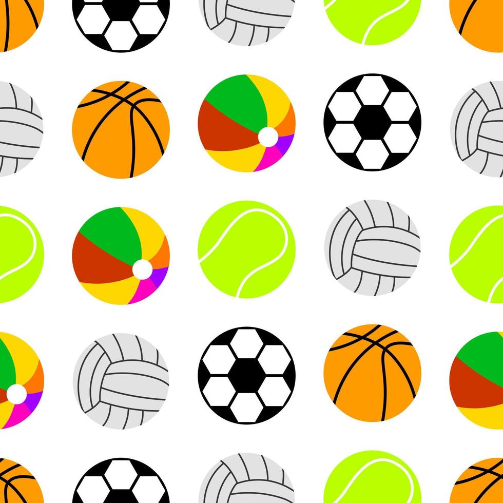 sport gioco palle isolato su bianca sfondo vettore icona impostare. cartone animato scarabocchio giocare gioco attrezzatura. senza soluzione di continuità modello per tessuto stampa.