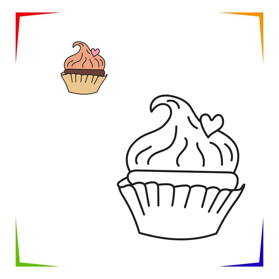 Cupcake colorazione pagina. vettore educativo foglio di lavoro colorato di campione. dipingere gioco.