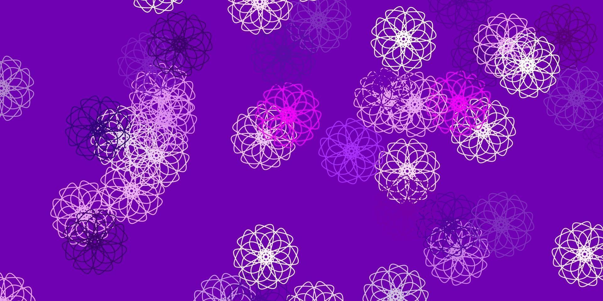 modello doodle vettoriale viola chiaro con fiori.