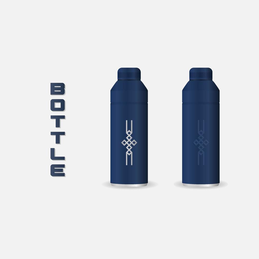 bicchiere modello alluminio bottiglia con blu bianca colori, realistico vettore modello acqua bottiglia