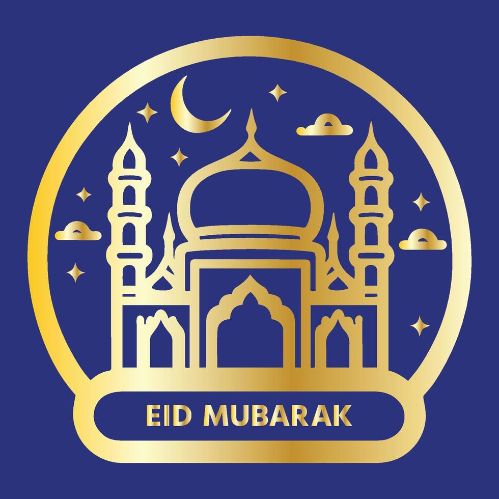 eid mubarak saluto carta con d'oro moschea vettore illustrazione. eid al fitr, eid al adha saluto carta