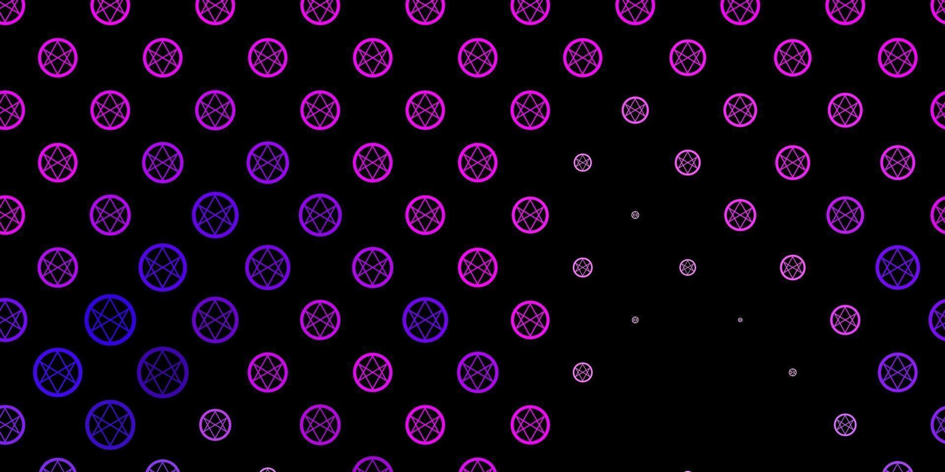 sfondo vettoriale viola scuro, rosa con simboli occulti.