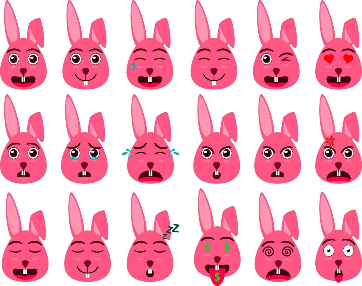 piatto vettore grafico illustrazione di un' rosa coniglio viso carattere. un' carino tema per il tuo messaggistica app, o un' decorazione per il tuo vario carino design necessità.