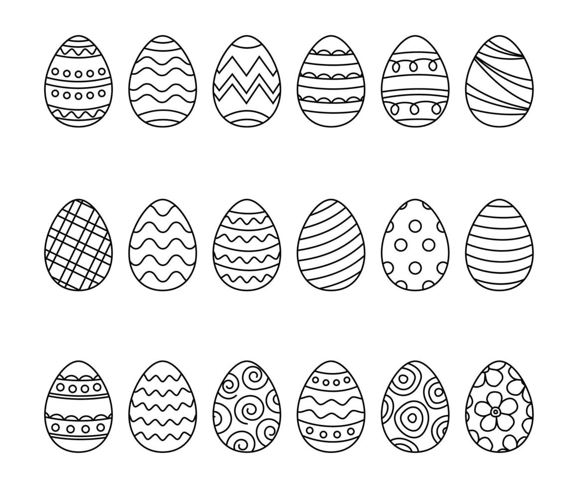 le uova di Pasqua hanno impostato lo stile di doodle vettore