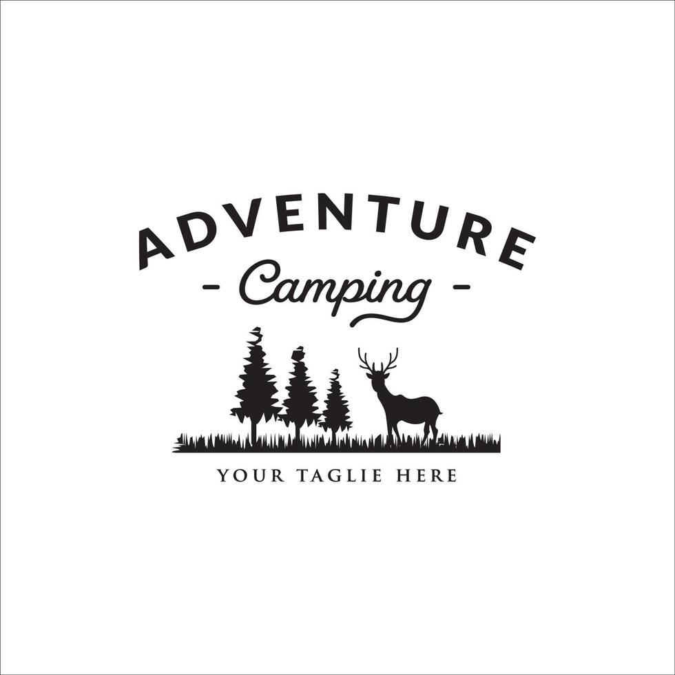 Vintage ▾ natura selvaggia avventura campeggio logo vettore