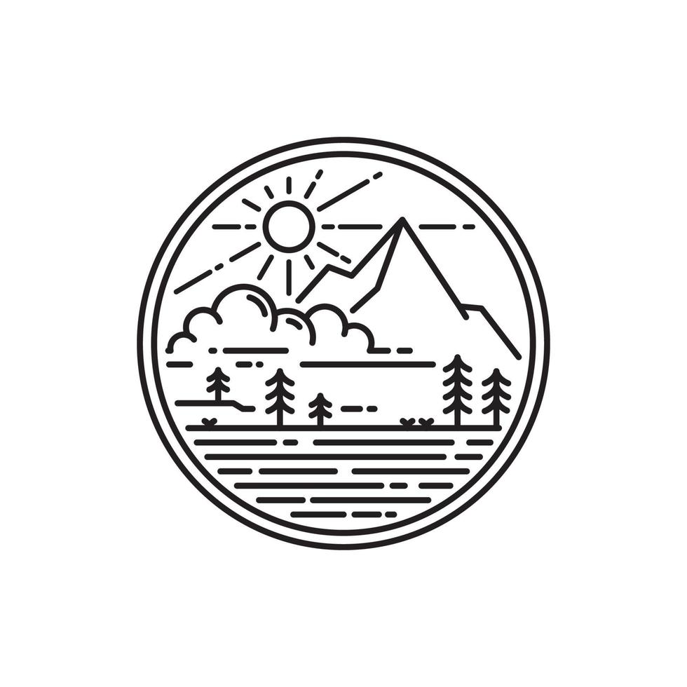 monoline stile montagna logo vettore