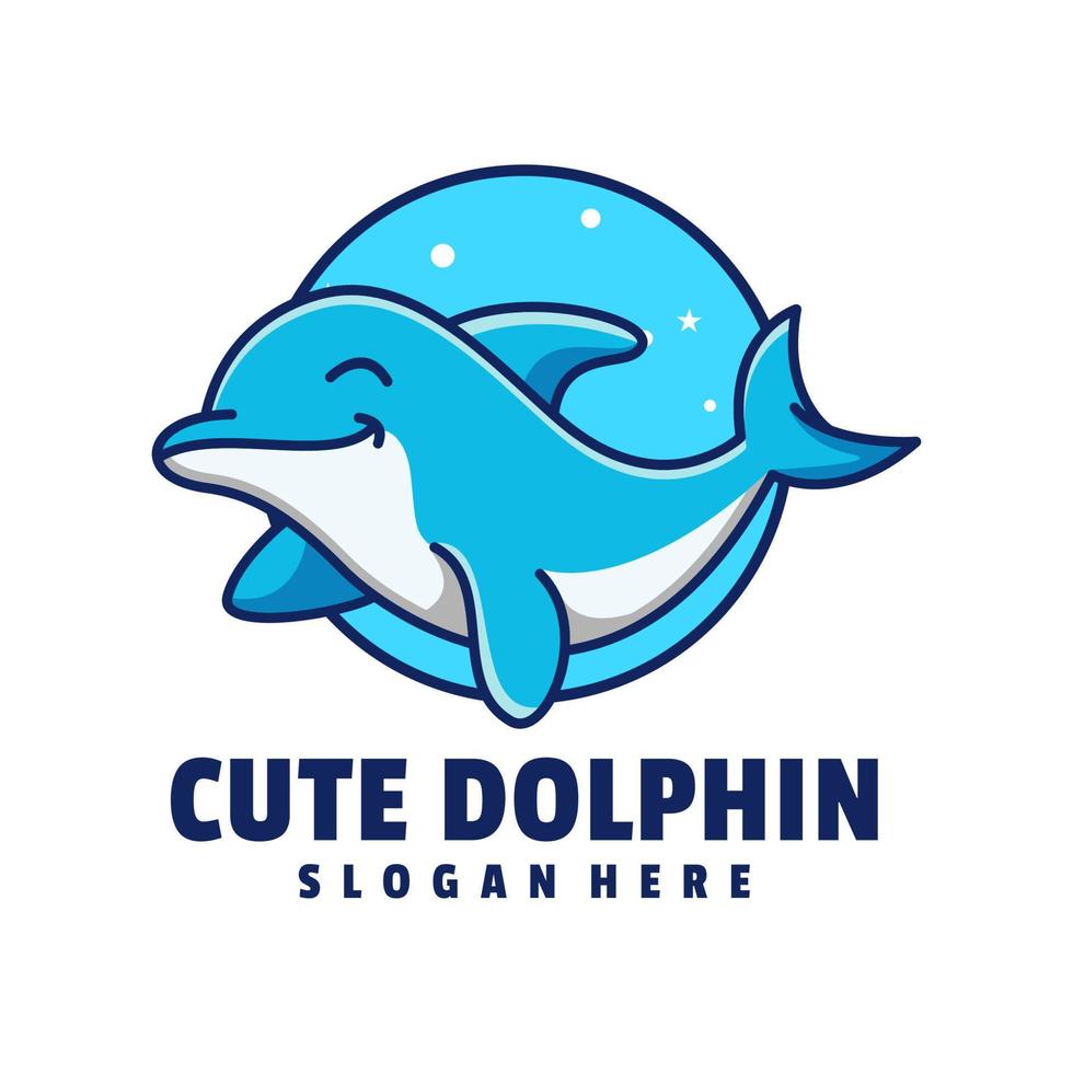 carino delfino logo modello vettore