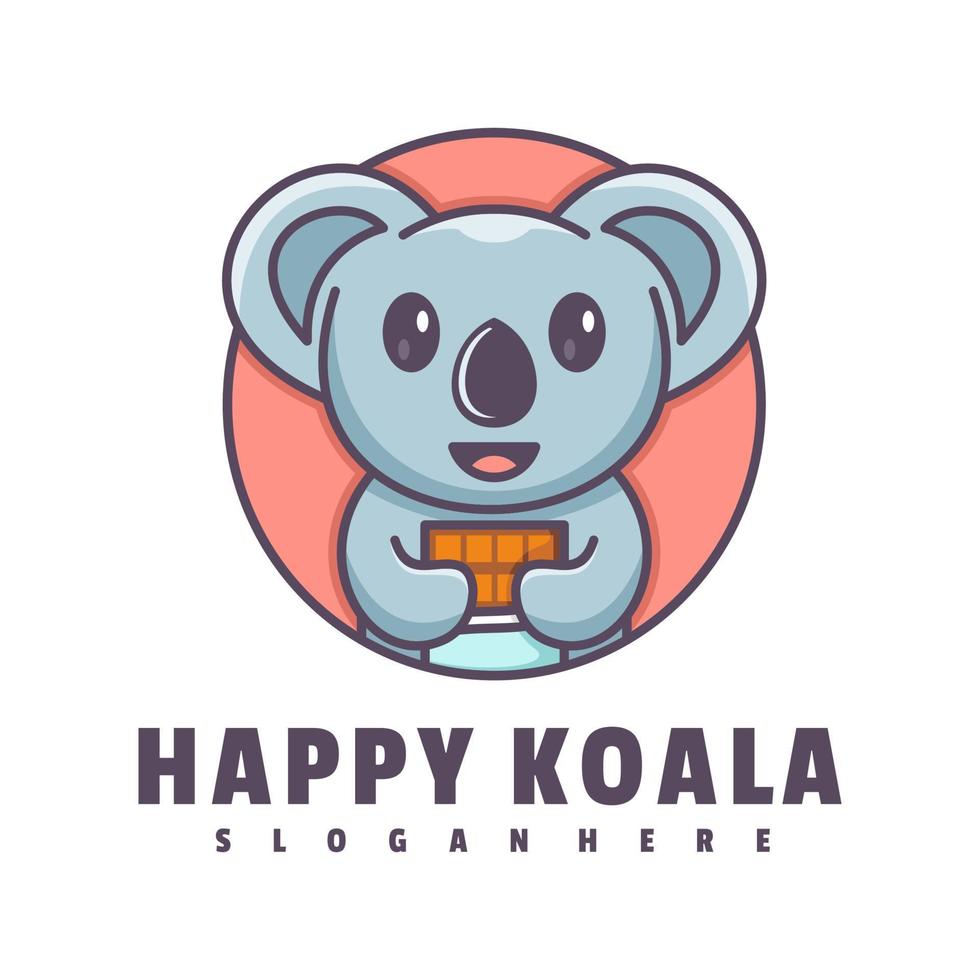 koala con bevanda cartone animato logo modello vettore