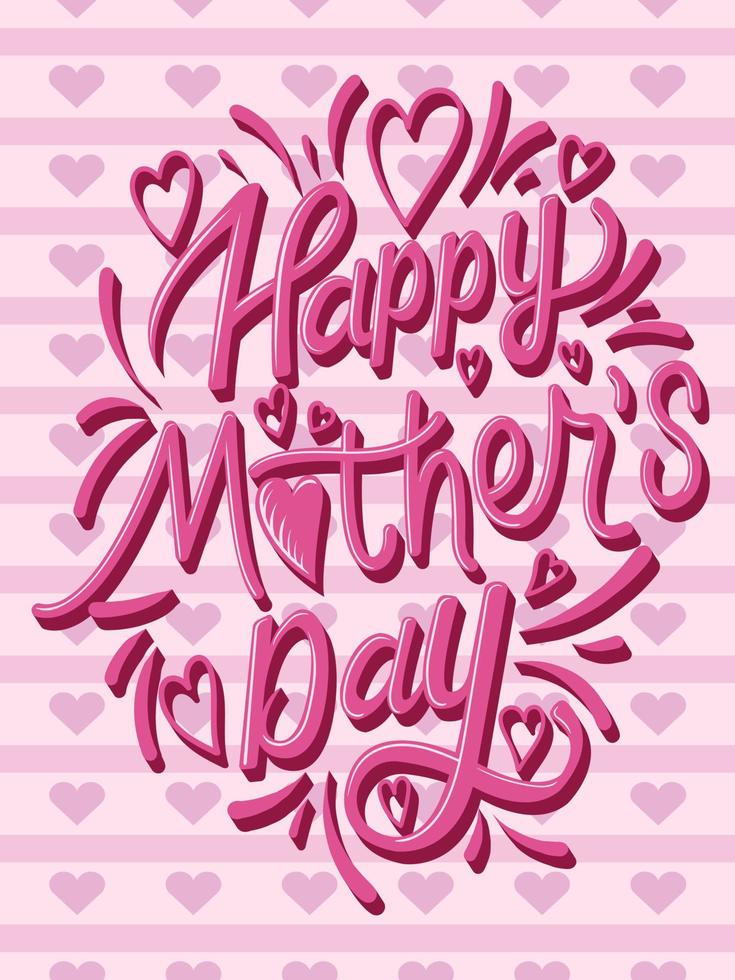 rosa contento La madre di giorno lettering vettore con amore simbolo grande per saluto carte, manifesti e banner