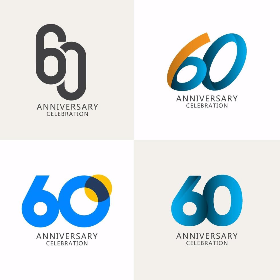 Illustrazione di progettazione del modello di vettore di logo di compilazione di celebrazione di anniversario di 60 anni