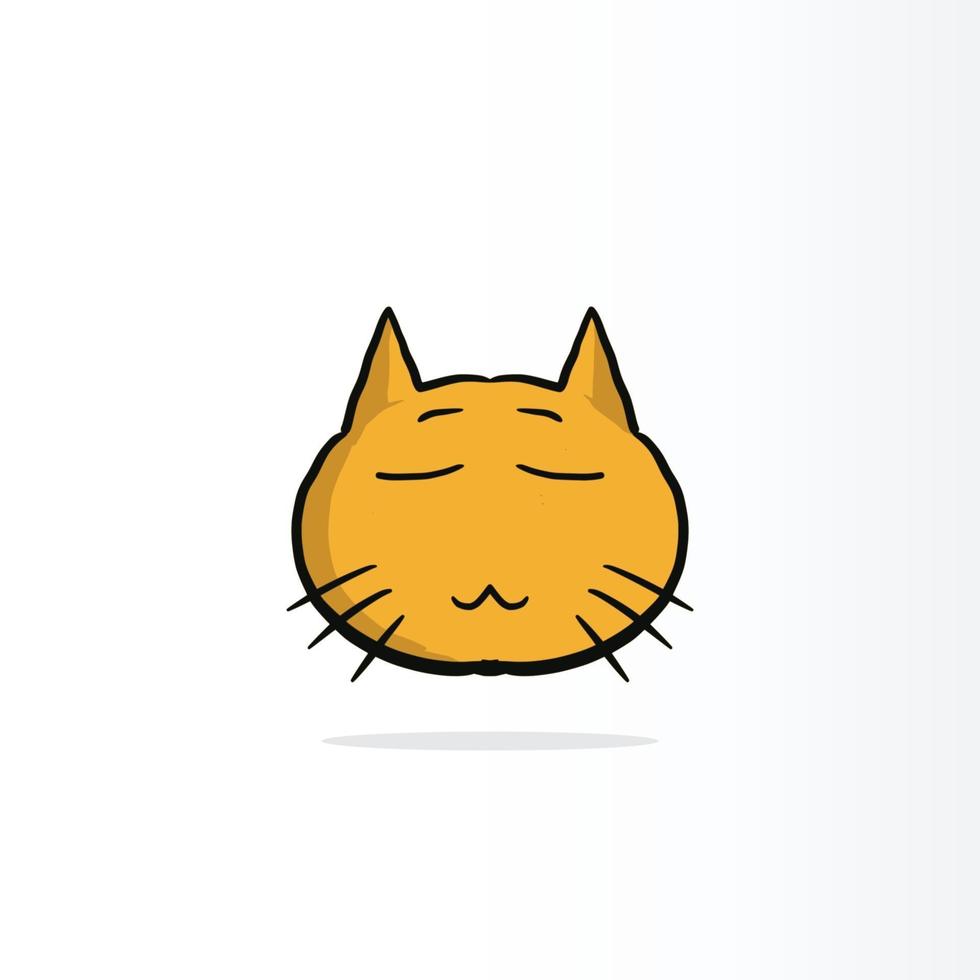 gatto giallo faccina sorridente o emozione felice al lavoro, su bicchiere di carta e carte. concetto di felice giornata di lavoro vettore