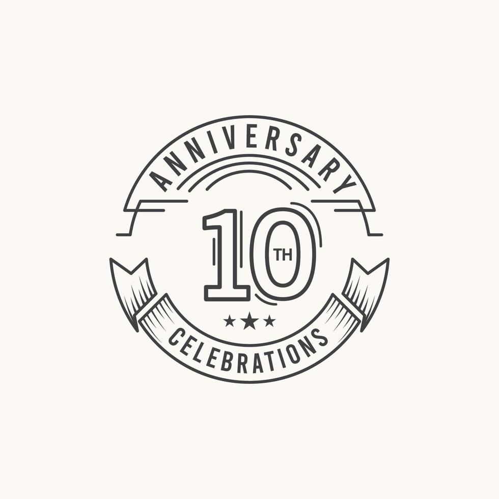 Illustrazione di progettazione del modello di vettore di logo della celebrazione di anniversario di 10 anni