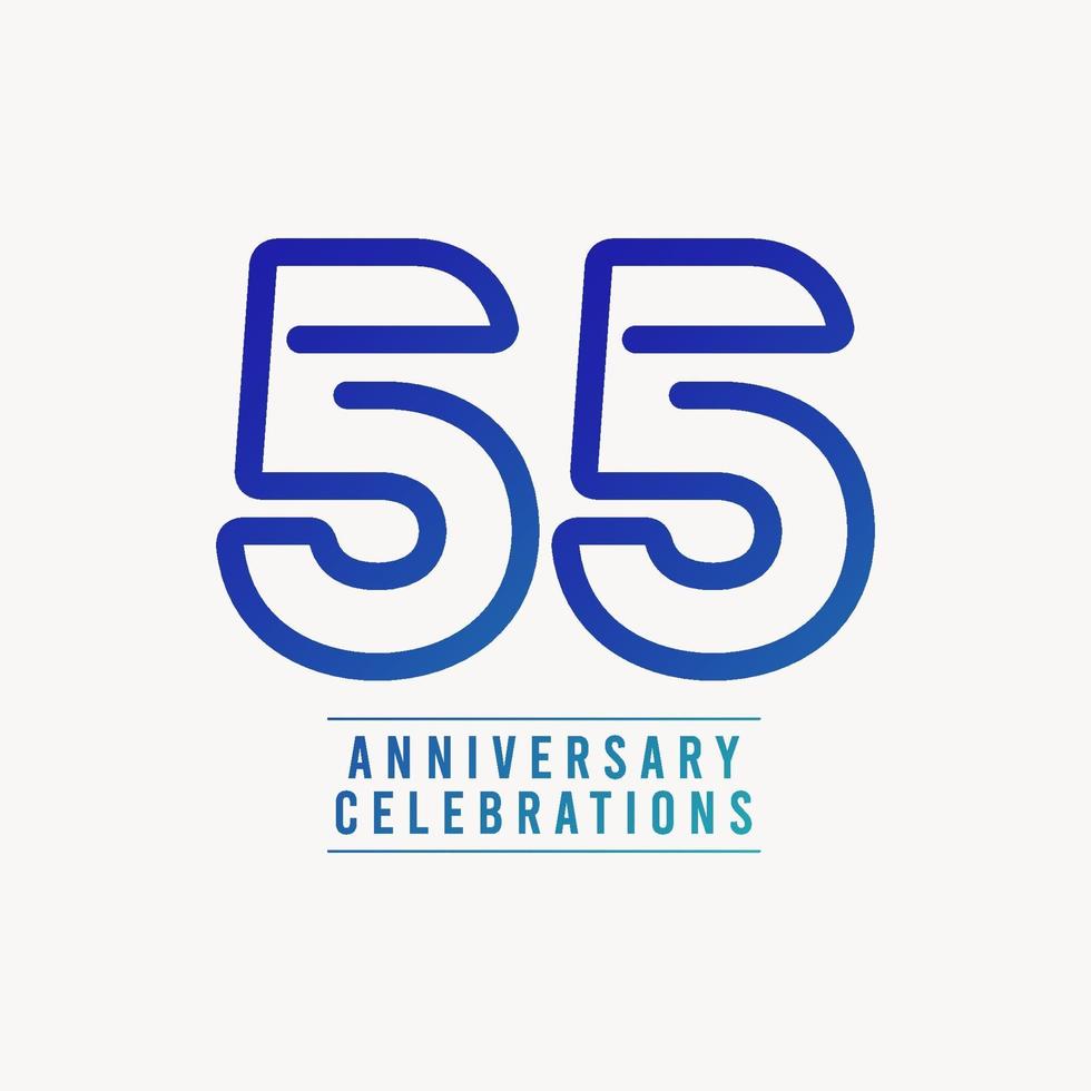 Illustrazione di progettazione del modello di vettore di numero di celebrazione di anniversario di 55 anni