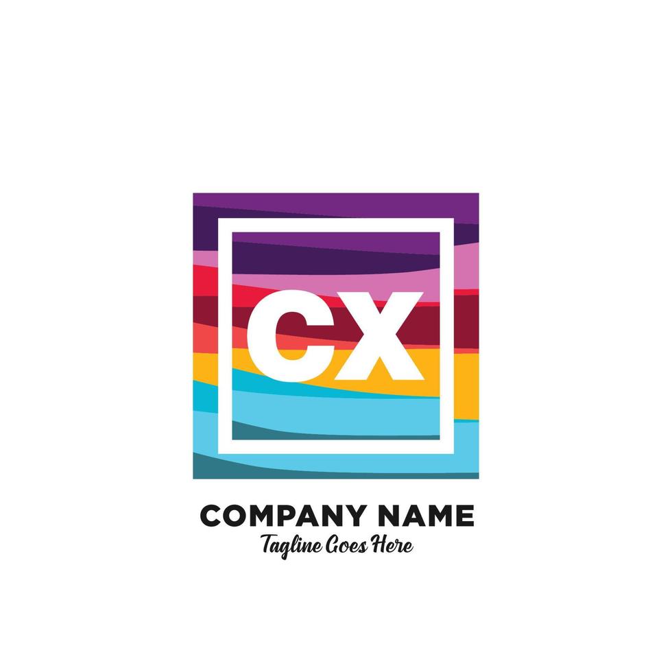 cx iniziale logo con colorato modello vettore. vettore