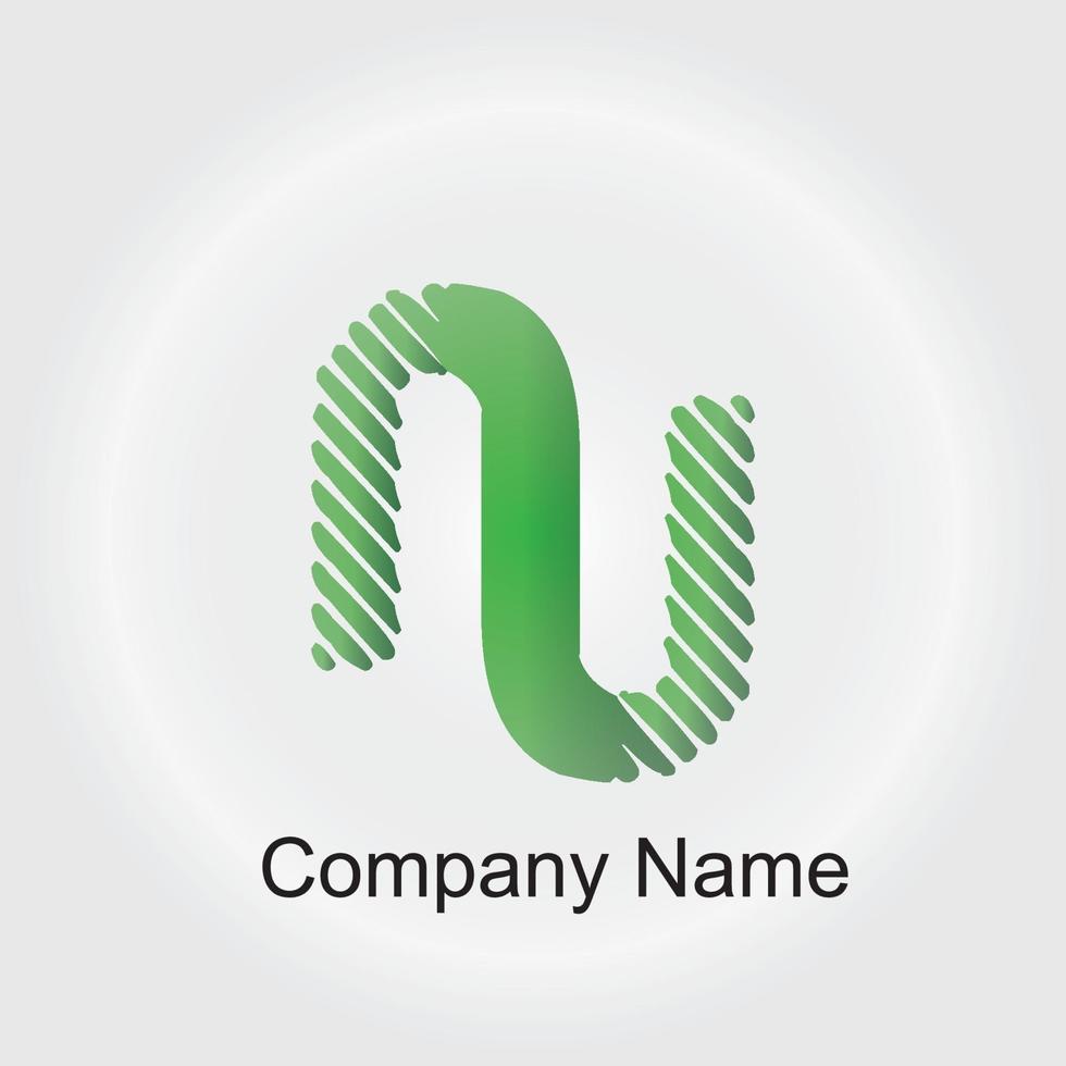 logotipo lettera nu con cerchio colorato, con lettera di composizione a strisce, set di biglietti da visita per identità aziendale, industria creativa, web. - vettore