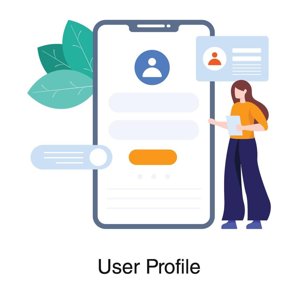 profilo utente per il concetto di applicazione mobile vettore