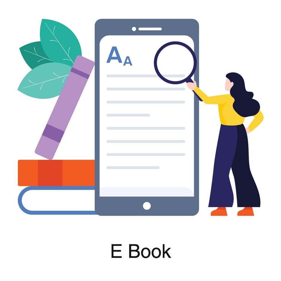 e-book o concetto di lettura in linea vettore