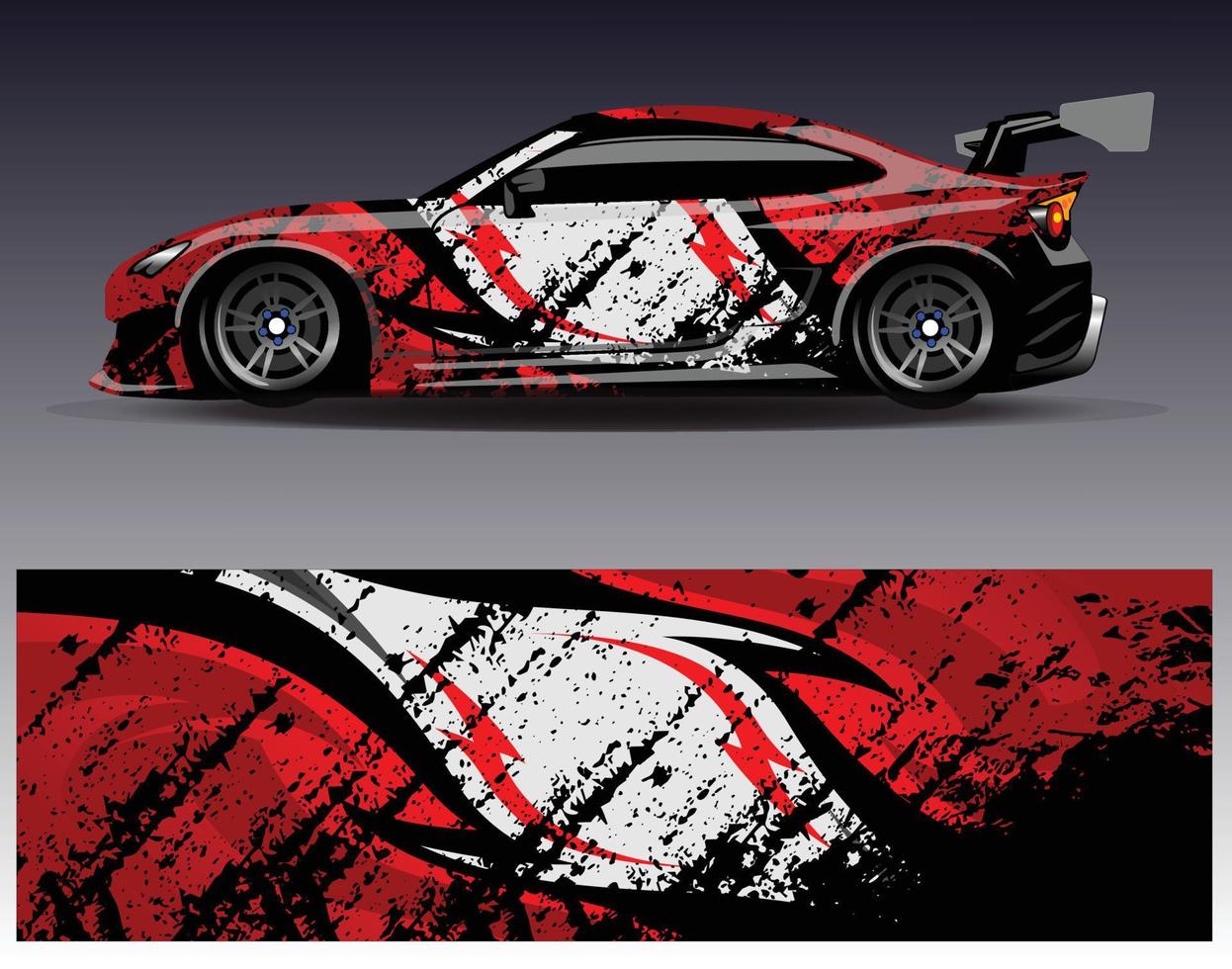 vettore di disegno dell'involucro dell'auto. grafica astratta stripe racing kit di sfondo disegni per avvolgere veicoli da corsa auto da rally avventura e livrea