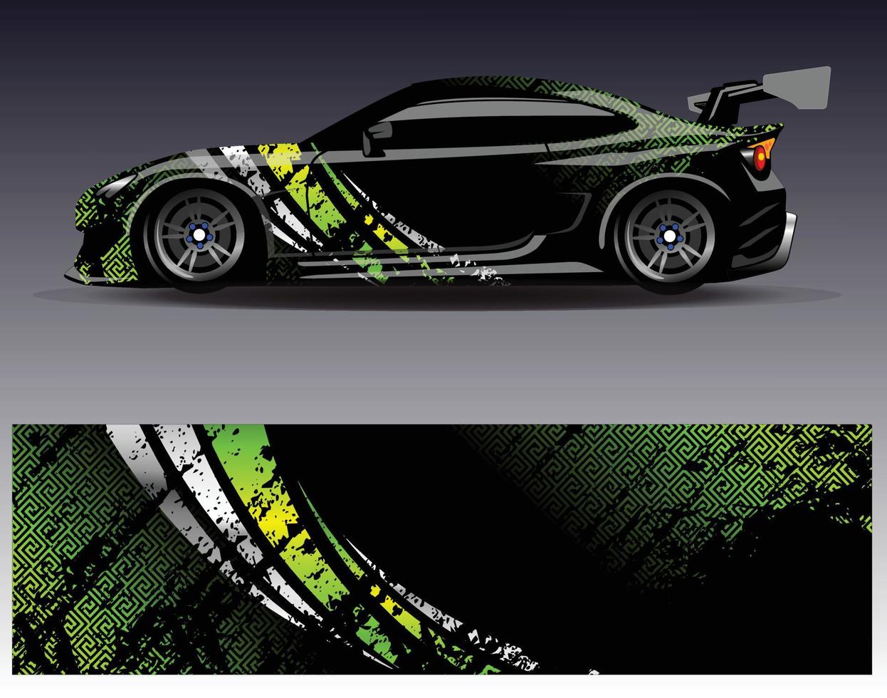 vettore di disegno dell'involucro dell'auto. grafica astratta stripe racing kit di sfondo disegni per avvolgere veicoli da corsa auto da rally avventura e livrea