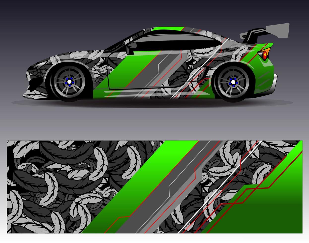 vettore di disegno dell'involucro dell'auto. grafica astratta stripe racing kit di sfondo disegni per avvolgere veicoli da corsa auto da rally avventura e livrea