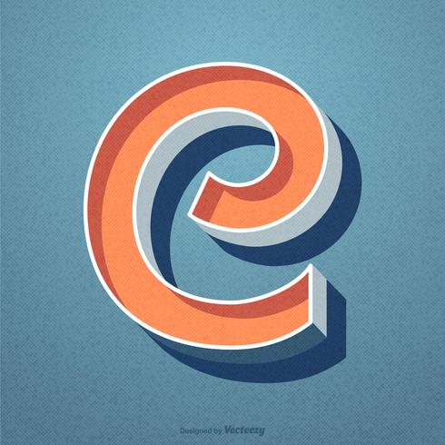 Retro disegno di vettore di tipografia della lettera C 3D