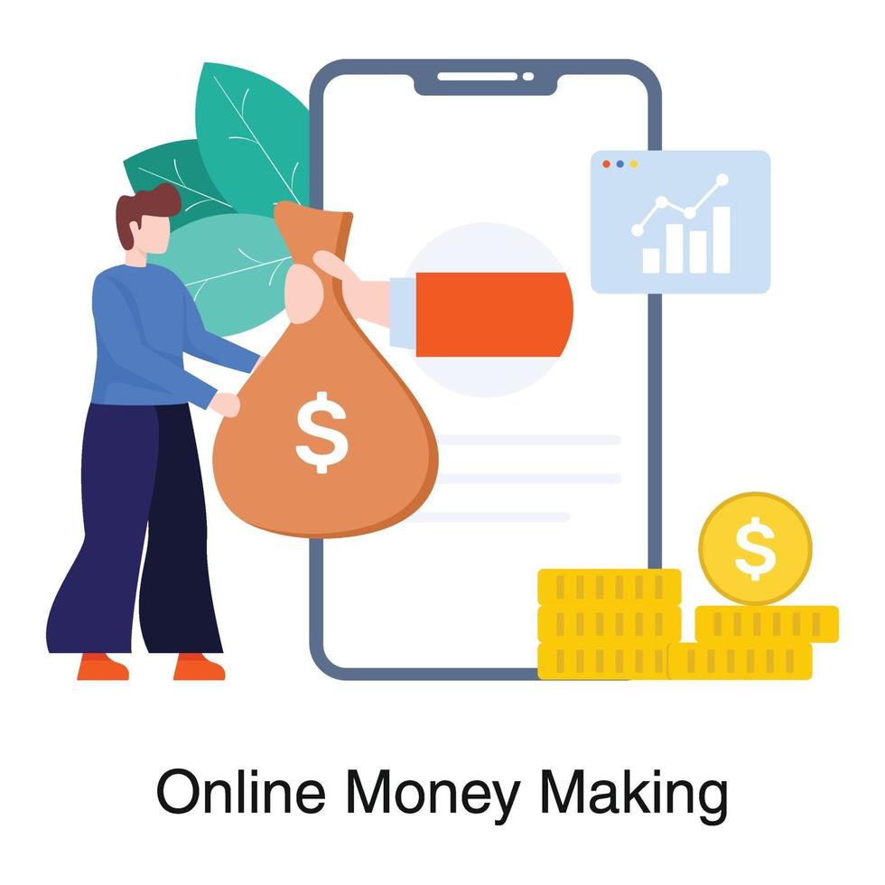 concetto di fare soldi online vettore
