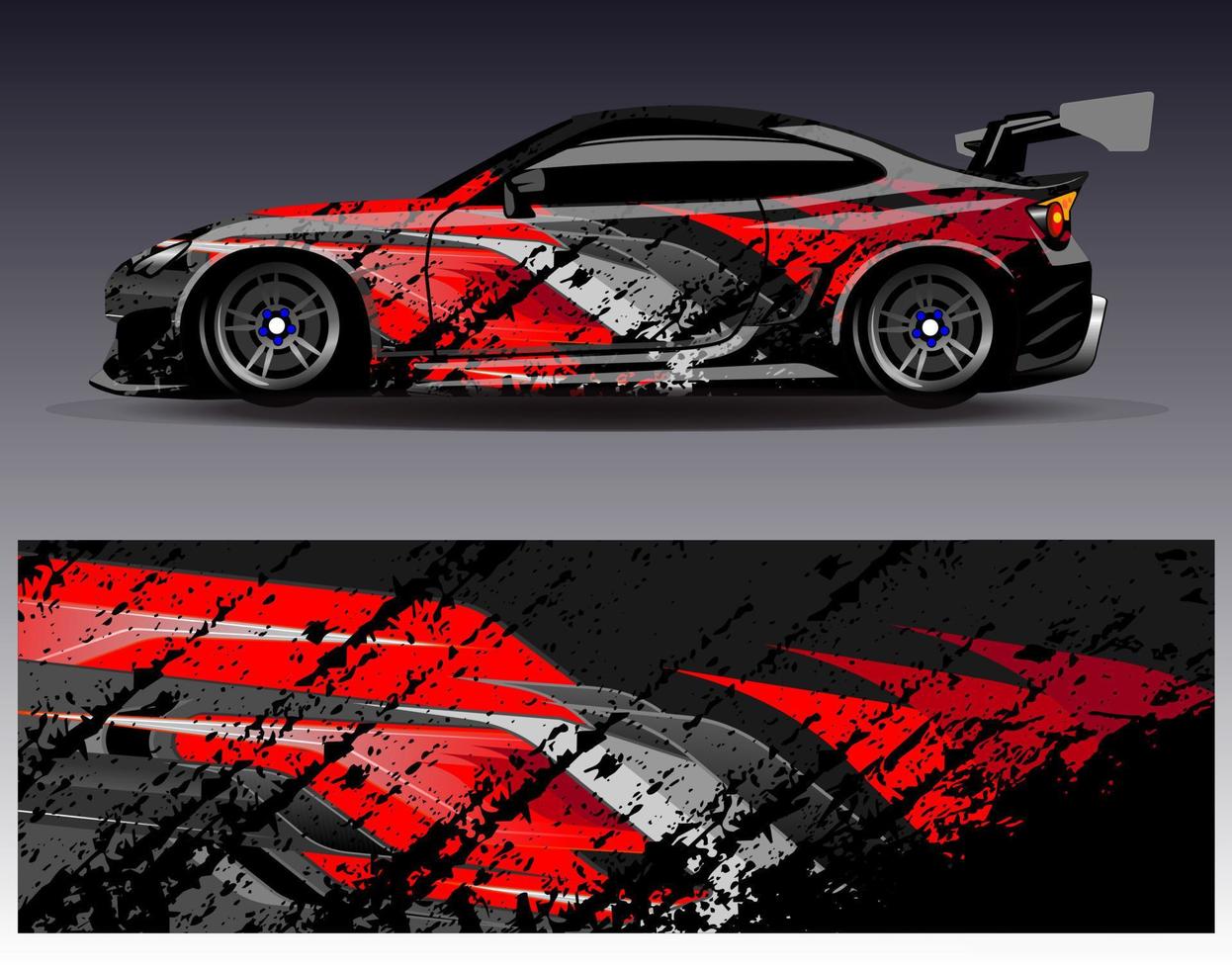 vettore di disegno dell'involucro dell'auto. grafica astratta stripe racing kit di sfondo disegni per avvolgere veicoli da corsa auto da rally avventura e livrea