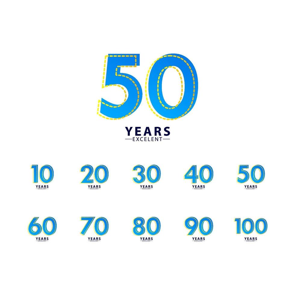 Illustrazione eccellente di progettazione del modello di vettore del trattino blu di celebrazione di anniversario di 50 anni