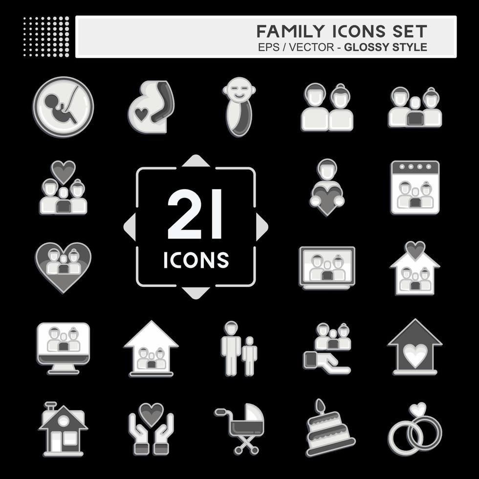 icona impostato famiglia. relazionato per amore simbolo. semplice design modificabile. semplice illustrazione vettore