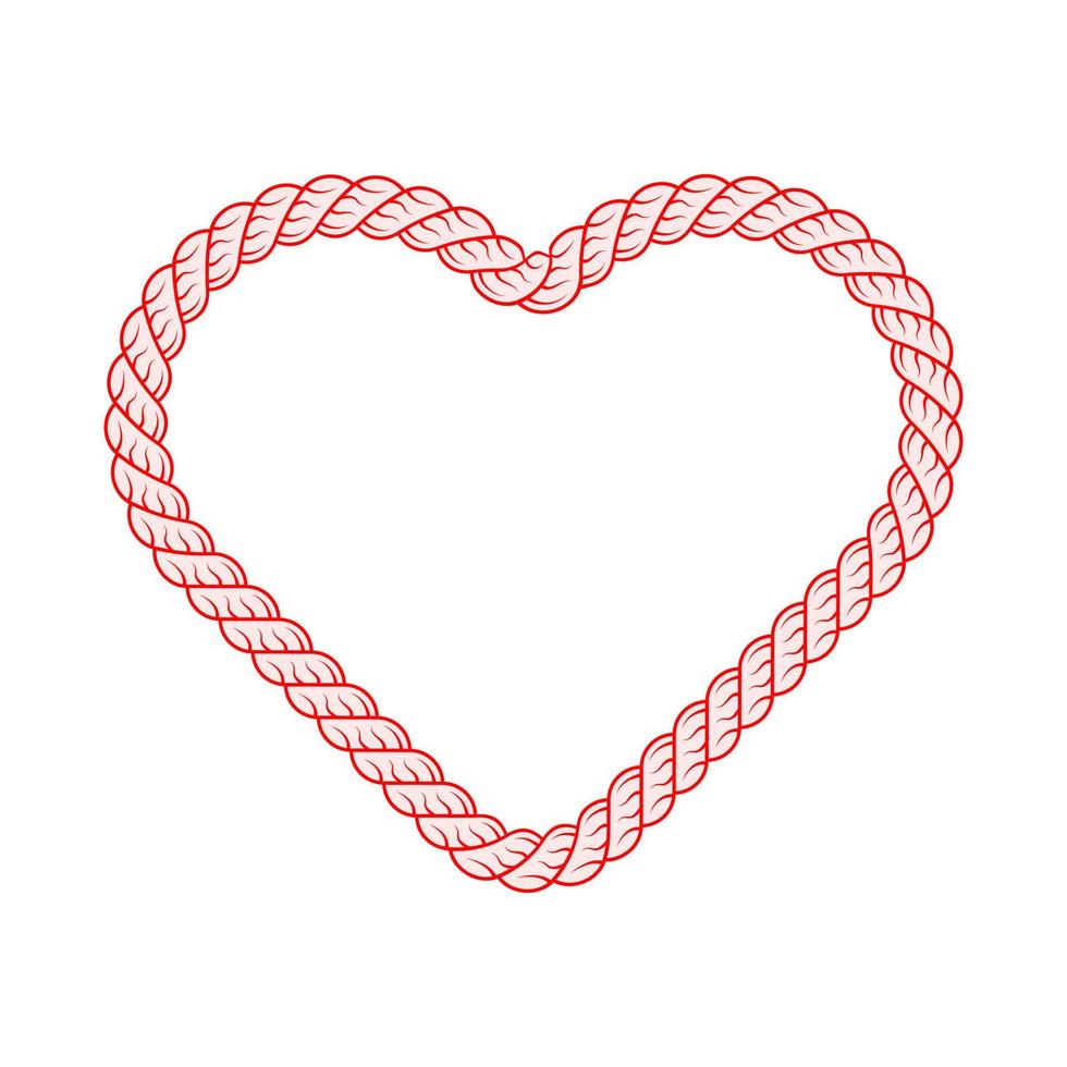 rosso corda cuore logo simbolo isolato su bianca sfondo. amore laccio cordone per San Valentino giorno. vettore