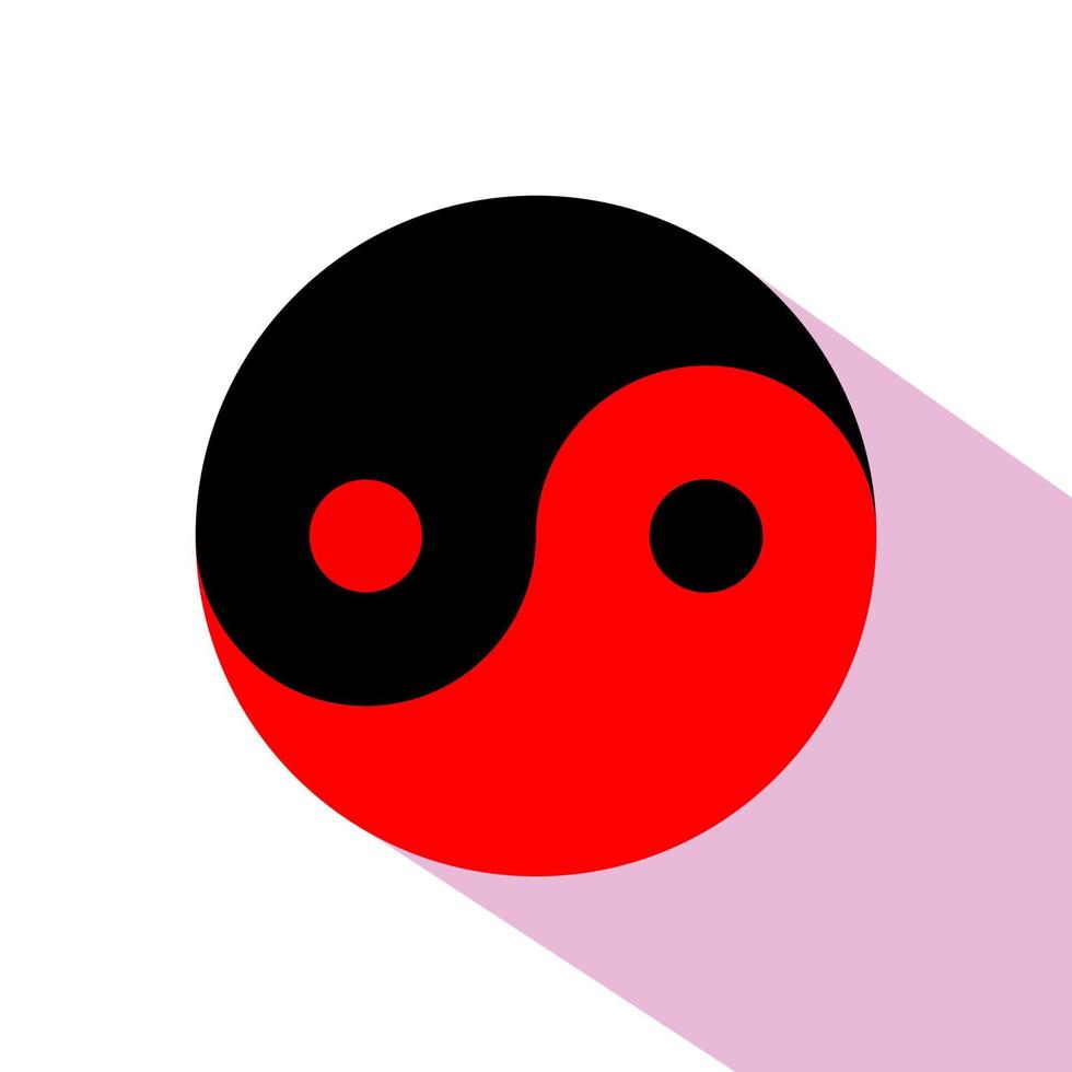 nero e rosso yin yang cerchio logo simbolo vettore