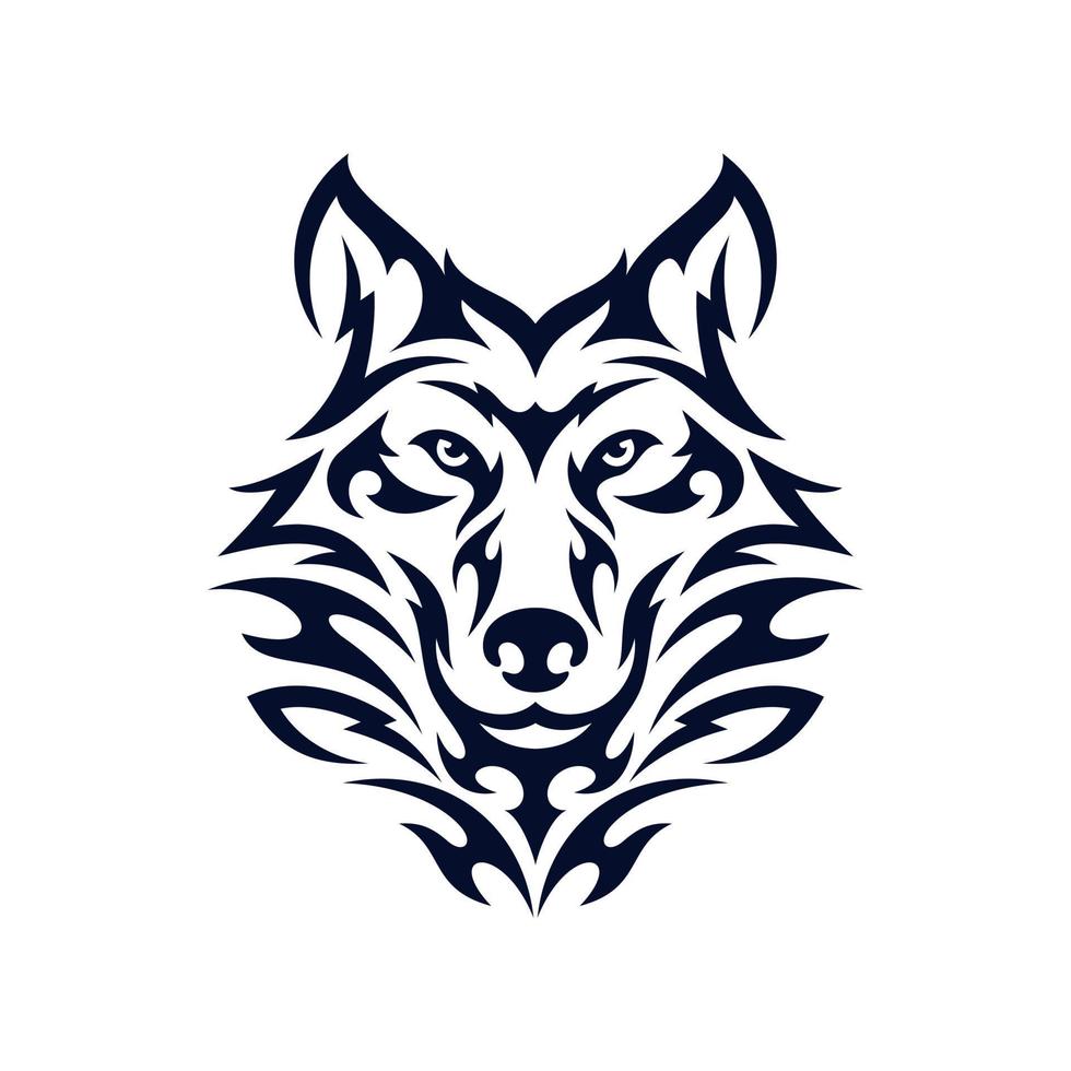 tribale lupo testa logo. tatuaggio design. animale stampino vettore illustrazione