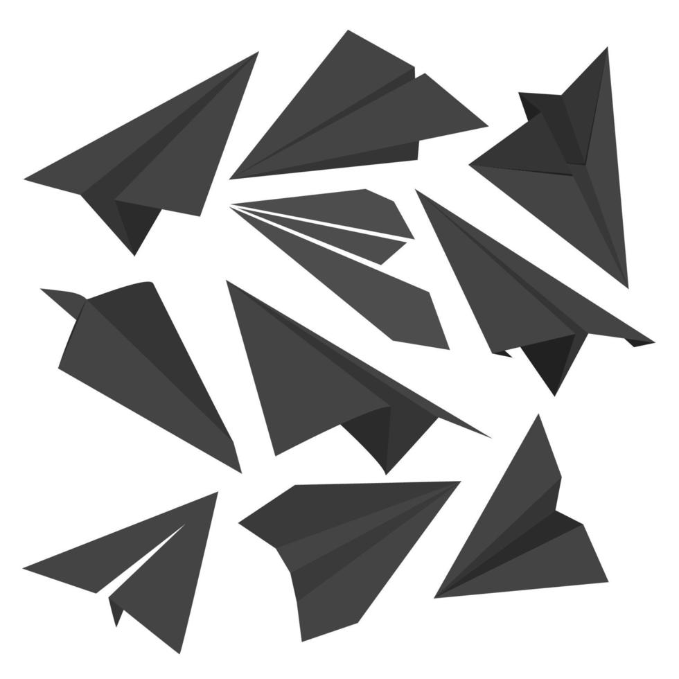 impostato di carta aereo icone nel silhouette stile. aereo simbolo. aviazione piatto etichetta. vettore illustrazione